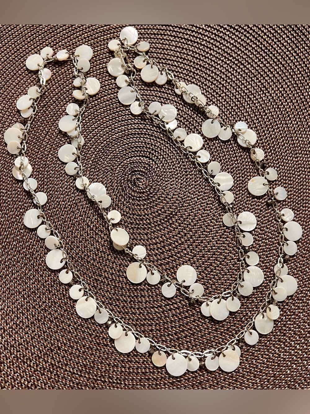 Stella & Dot Silver Mother-of-Pearl Disc Layered Necklace - Women Jewelry